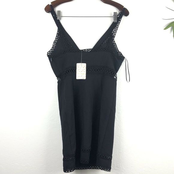 FREE PEOPLE Eyelet Sleeveless Mini Dress 8 Black - Picture 6 of 8